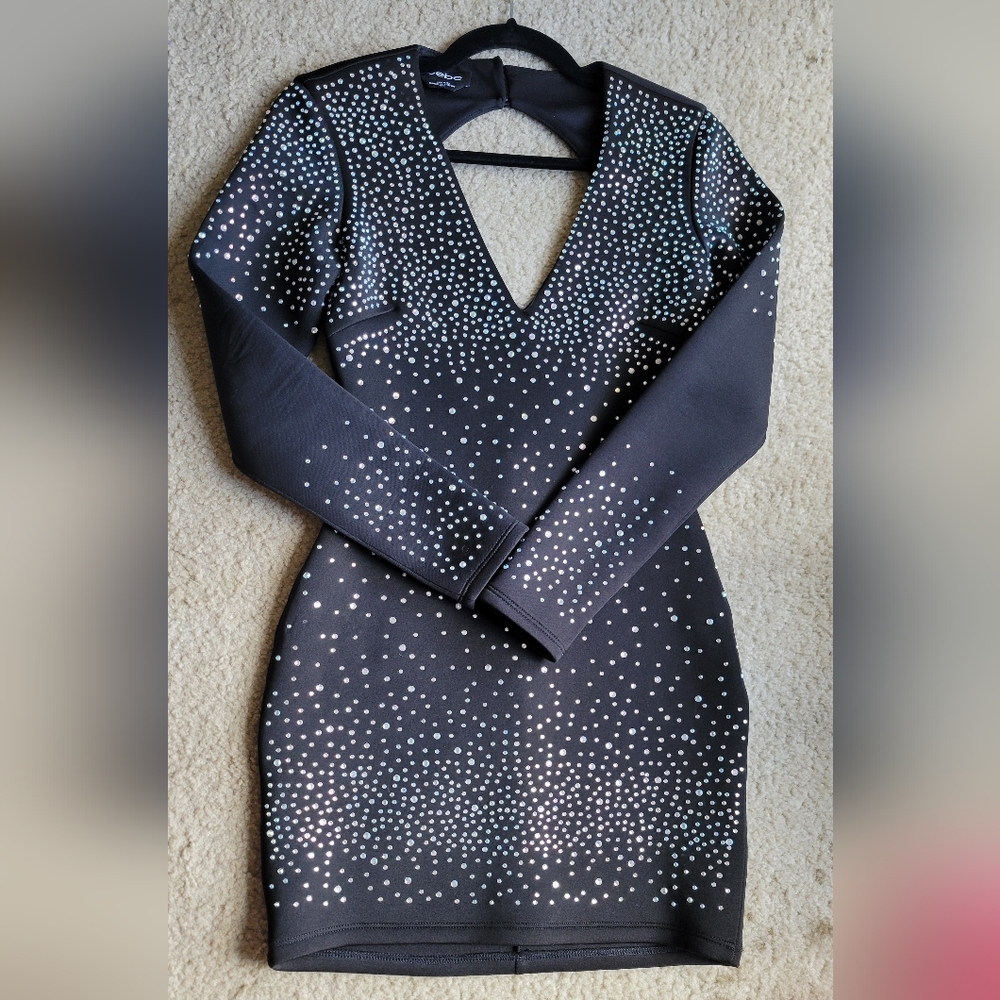 Bebe Rhinestone-Embellished Bodycon Dress